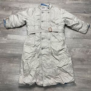 Eddie Bauer Goose Down Winter Jacket Trenchcoat Womens Medium Petite Reversible